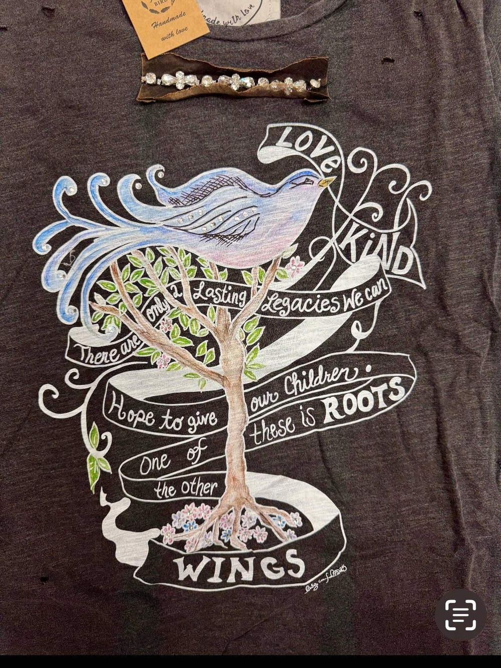 🔥BRAND NEW Roots And Wings Distressed Shirt, A Rare Bird, New Design, Quote